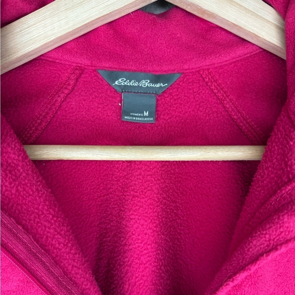 Eddie Bauer Women's Red Fleece Pullover 1/4 Zip Size Medium Loungewear Comfort - Picture 9 of 15